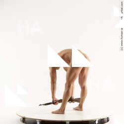 Nude Fighting with gun Man White Standing poses - ALL Muscular Short Brown Standing poses - bend over Standard Photoshoot Realistic Fighting poses - ALL
