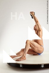 Underwear Man White Sitting poses - simple Muscular Short Brown Sitting poses - ALL Standard Photoshoot Academic