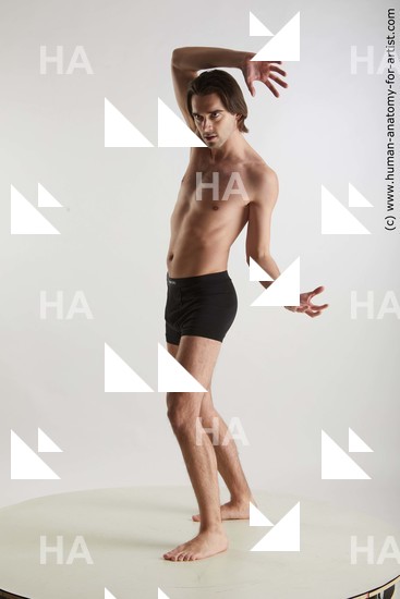 Underwear Man White Standing poses - ALL Slim Short Brown Standing poses - simple Standard Photoshoot Academic