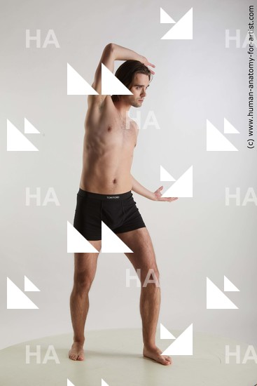 Underwear Man White Standing poses - ALL Slim Short Brown Standing poses - simple Standard Photoshoot Academic