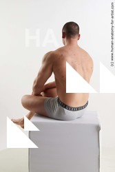 Underwear Man White Sitting poses - simple Muscular Short Brown Sitting poses - ALL Standard Photoshoot Academic