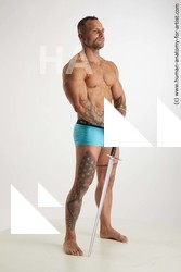 Underwear Man White Standing poses - ALL Muscular Short Brown Standing poses - simple Standard Photoshoot Academic