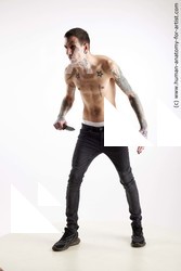 Casual Fighting with knife Man White Standing poses - ALL Underweight Short Brown Standing poses - simple Standard Photoshoot Academic Fighting poses - ALL
