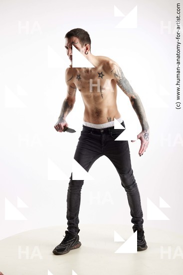Casual Fighting with knife Man White Standing poses - ALL Underweight Short Brown Standing poses - simple Standard Photoshoot Academic Fighting poses - ALL