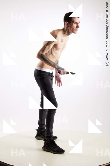 Casual Fighting with knife Man White Standing poses - ALL Underweight Short Brown Standing poses - simple Standard Photoshoot Academic Fighting poses - ALL