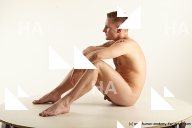Nude Man White Sitting poses - simple Slim Short Brown Sitting poses - ALL Standard Photoshoot Realistic