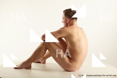 Nude Man White Sitting poses - simple Slim Short Brown Sitting poses - ALL Standard Photoshoot Realistic