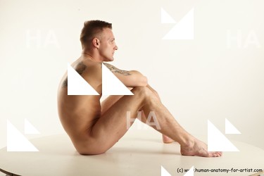 Nude Man White Sitting poses - simple Slim Short Brown Sitting poses - ALL Standard Photoshoot Realistic