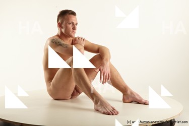 Nude Man White Sitting poses - simple Slim Short Brown Sitting poses - ALL Standard Photoshoot Realistic
