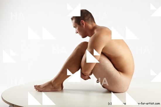 Nude Man White Sitting poses - simple Slim Short Brown Sitting poses - ALL Standard Photoshoot Realistic