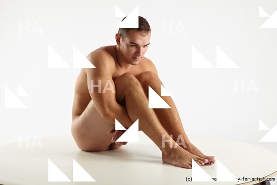 Nude Man White Sitting poses - simple Slim Short Brown Sitting poses - ALL Standard Photoshoot Realistic