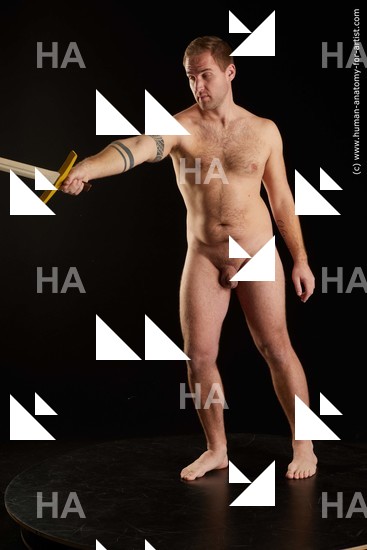 Nude Fighting with sword Man White Standing poses - ALL Average Short Brown Standing poses - simple Standard Photoshoot Realistic Fighting poses - ALL