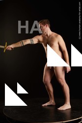 Nude Fighting with sword Man White Standing poses - ALL Average Short Brown Standing poses - simple Standard Photoshoot Realistic Fighting poses - ALL