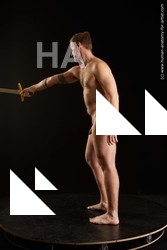 Nude Fighting with sword Man White Standing poses - ALL Average Short Brown Standing poses - simple Standard Photoshoot Realistic Fighting poses - ALL
