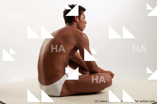 Swimsuit Man Black Sitting poses - simple Athletic Short Black Sitting poses - ALL Standard Photoshoot Academic
