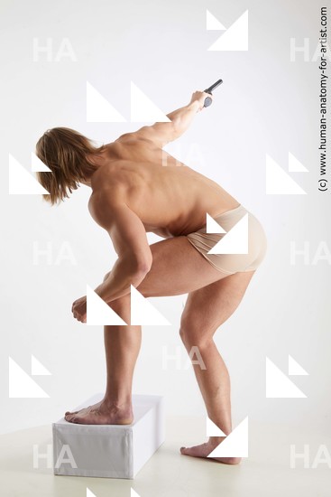 Underwear Fighting with gun Man White Standing poses - ALL Muscular Medium Brown Standing poses - simple Standard Photoshoot Academic Fighting poses - ALL