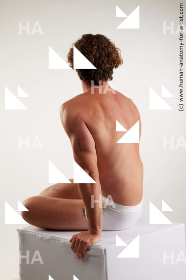 Underwear Man White Sitting poses - simple Athletic Medium Brown Sitting poses - ALL Standard Photoshoot Academic