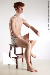 Underwear Man White Sitting poses - simple Slim Short Red Sitting poses - ALL Standard Photoshoot Academic