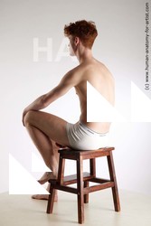 Underwear Man White Sitting poses - simple Slim Short Red Sitting poses - ALL Standard Photoshoot Academic