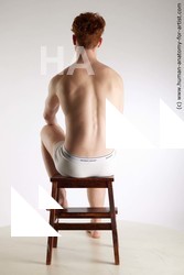 Underwear Man White Sitting poses - simple Slim Short Red Sitting poses - ALL Standard Photoshoot Academic