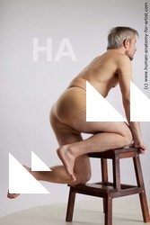 Casual Man White Kneeling poses - ALL Athletic Short Grey Kneeling poses - on both knees Standard Photoshoot Academic