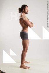 Underwear Man Black Standing poses - ALL Muscular Long Black Standing poses - simple Standard Photoshoot Academic