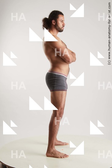 Underwear Man Black Standing poses - ALL Muscular Long Black Standing poses - simple Standard Photoshoot Academic