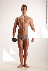 Underwear Man White Standing poses - ALL Muscular Short Brown Standing poses - simple Standard Photoshoot Academic