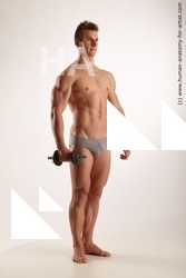 Underwear Man White Standing poses - ALL Muscular Short Brown Standing poses - simple Standard Photoshoot Academic