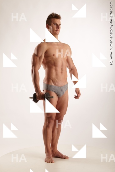 Underwear Man White Standing poses - ALL Muscular Short Brown Standing poses - simple Standard Photoshoot Academic