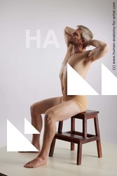 Underwear Man White Sitting poses - simple Athletic Short Grey Sitting poses - ALL Standard Photoshoot Academic