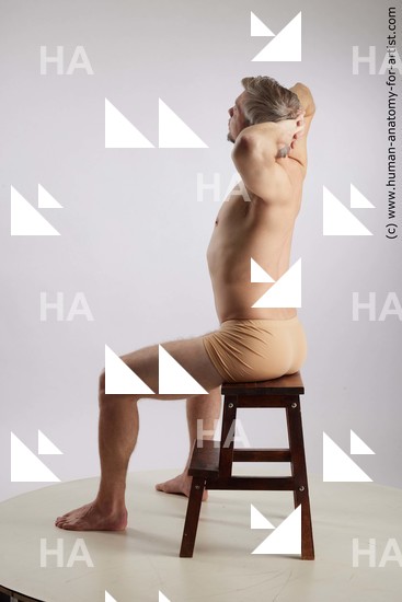 Underwear Man White Sitting poses - simple Athletic Short Grey Sitting poses - ALL Standard Photoshoot Academic