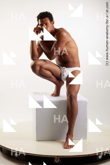 Swimsuit Man Black Kneeling poses - ALL Athletic Short Kneeling poses - on one knee Black Standard Photoshoot Academic