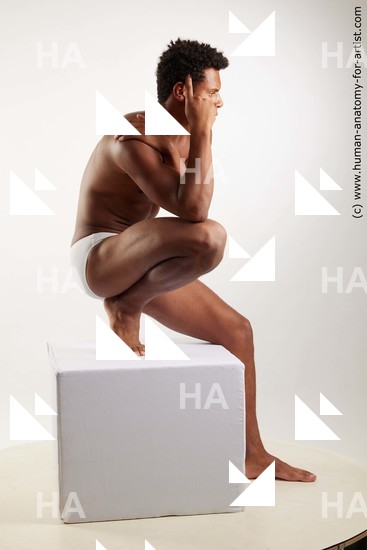 Swimsuit Man Black Kneeling poses - ALL Athletic Short Kneeling poses - on one knee Black Standard Photoshoot Academic