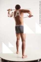 Underwear Fighting with sword Man Black Standing poses - ALL Muscular Long Black Standing poses - simple Standard Photoshoot Academic Fighting poses - ALL