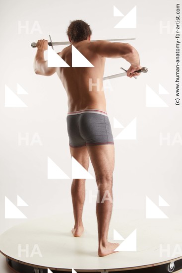 Underwear Fighting with sword Man Black Standing poses - ALL Muscular Long Black Standing poses - simple Standard Photoshoot Academic Fighting poses - ALL