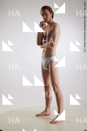 Underwear Man White Standing poses - ALL Slim Short Brown Standing poses - simple Standard Photoshoot Academic