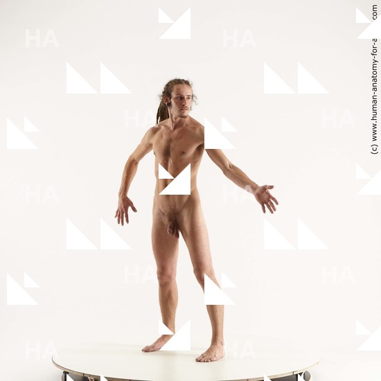 Nude Man White Standing poses - ALL Athletic Brown Standing poses - simple Dreadlocks Standard Photoshoot Realistic