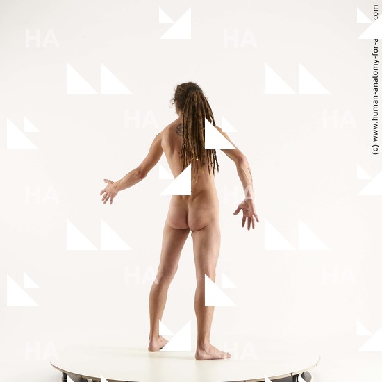 Nude Man White Standing poses - ALL Athletic Brown Standing poses - simple Dreadlocks Standard Photoshoot Realistic