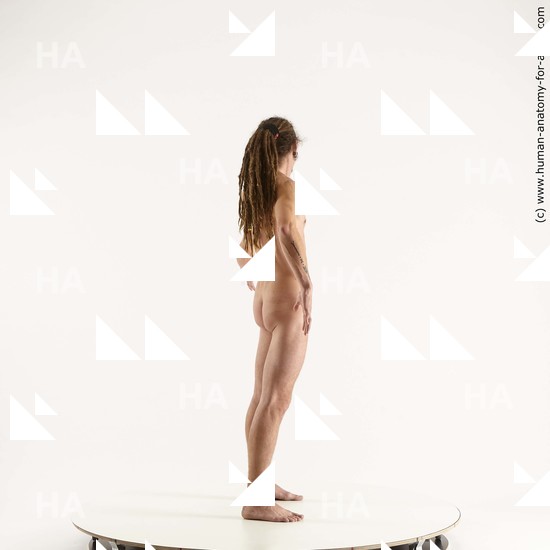 Nude Man White Standing poses - ALL Athletic Brown Standing poses - simple Dreadlocks Standard Photoshoot Realistic