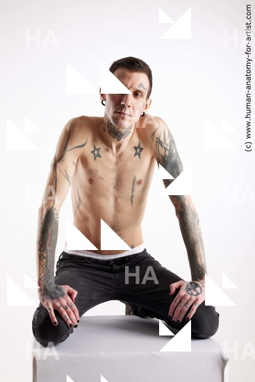 Casual Man White Kneeling poses - ALL Underweight Short Brown Kneeling poses - on both knees Standard Photoshoot Academic