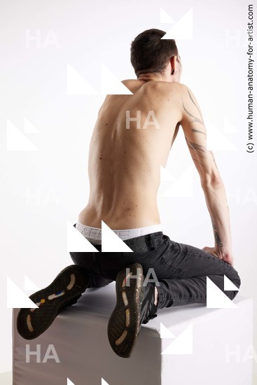 Casual Man White Kneeling poses - ALL Underweight Short Brown Kneeling poses - on both knees Standard Photoshoot Academic