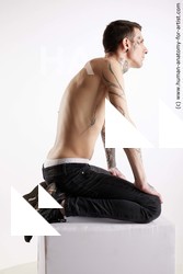Casual Man White Kneeling poses - ALL Underweight Short Brown Kneeling poses - on both knees Standard Photoshoot Academic