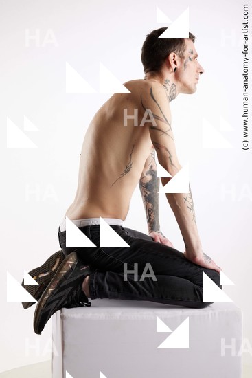 Casual Man White Kneeling poses - ALL Underweight Short Brown Kneeling poses - on both knees Standard Photoshoot Academic