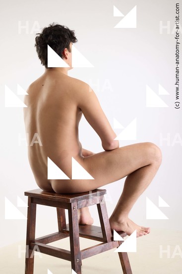Nude Man White Sitting poses - simple Slim Short Brown Sitting poses - ALL Standard Photoshoot Realistic