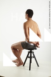 Underwear Man Black Sitting poses - simple Slim Short Black Sitting poses - ALL Standard Photoshoot Academic