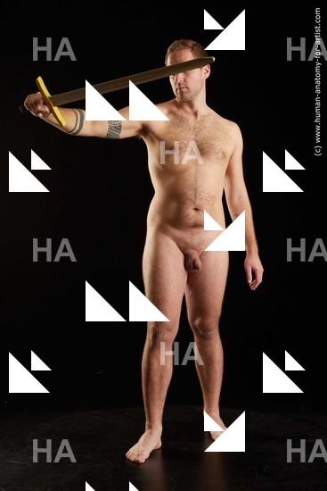 Nude Fighting with sword Man White Standing poses - ALL Average Short Brown Standing poses - simple Standard Photoshoot Realistic Fighting poses - ALL