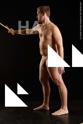 Nude Fighting with sword Man White Standing poses - ALL Average Short Brown Standing poses - simple Standard Photoshoot Realistic Fighting poses - ALL