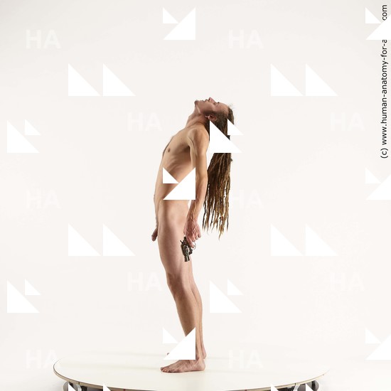 Nude Man White Standing poses - ALL Athletic Brown Standing poses - simple Dreadlocks Standard Photoshoot Realistic