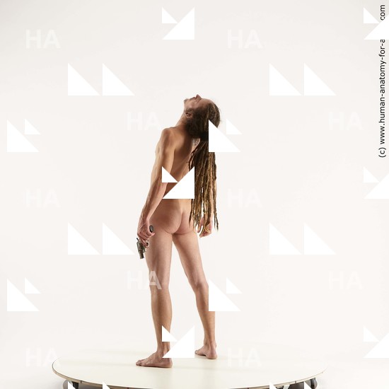 Nude Man White Standing poses - ALL Athletic Brown Standing poses - simple Dreadlocks Standard Photoshoot Realistic